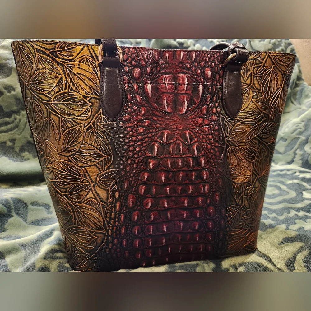 Brahmin Ellen Pesto Edgewood Embossed Leather Tote- NWOT